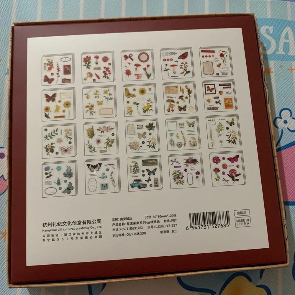 Set of 100 Small Sheets of Vintage Style Stickers